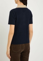 Frame Ribbed Cashmere Polo top Navy