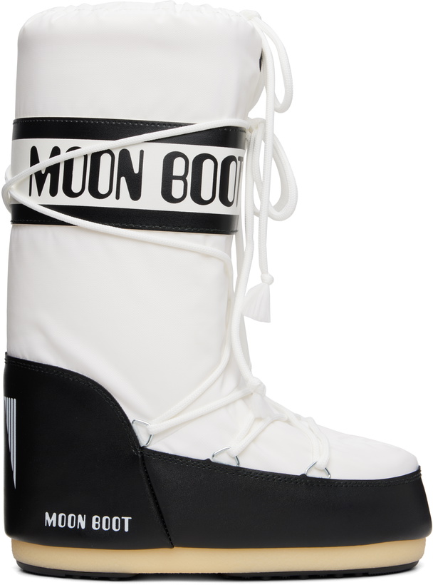 Photo: Moon Boot White & Black Icon Nylon Boots