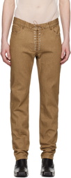 Ludovic de Saint Sernin Brown Straight Leg Lace-Up Jeans