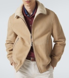 Brunello Cucinelli Shearling-lined suede bomber jacket