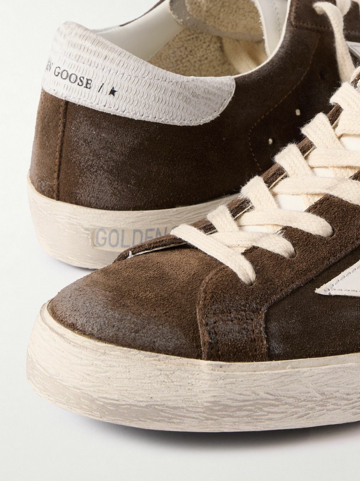 GOLDEN GOOSE Leather-Trimmed Suede Sneakers/海外限定商品 Golden Goose - Super-Star Distressed Leather-Trimmed Suede