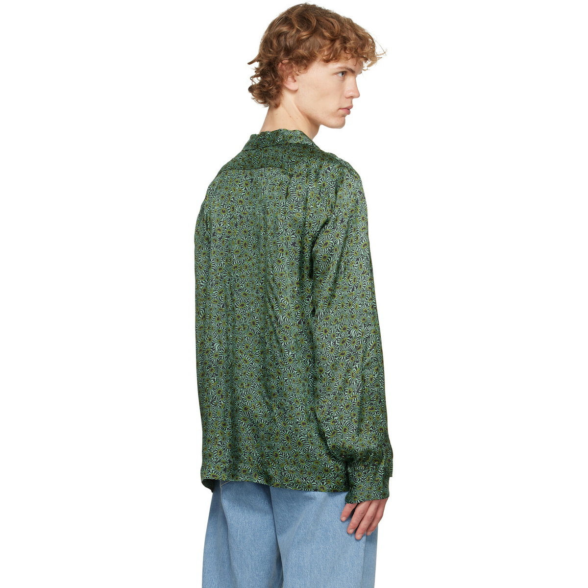 Dries Van Noten Green Viscose Twill Shirt