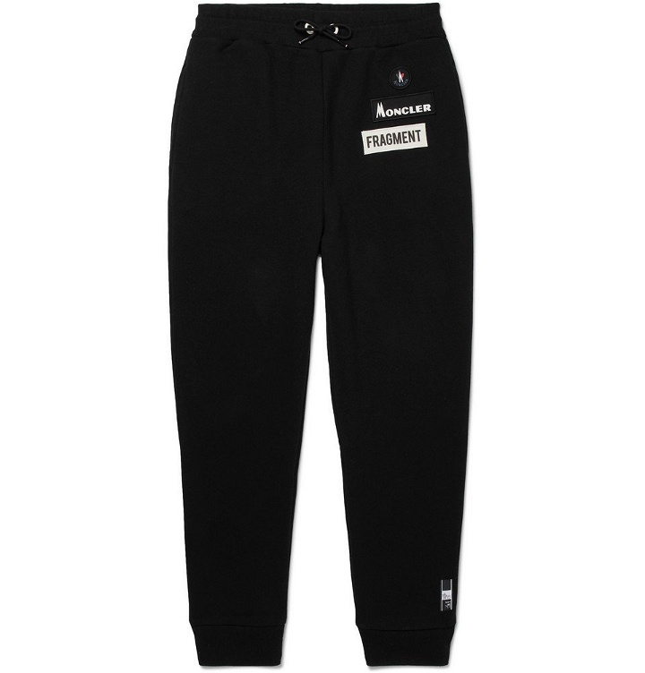 Photo: Moncler Genius - 7 Moncler Fragment Slim-Fit Logo-Appliquéd Loopback Cotton-Jersey Sweatpants - Men - Black