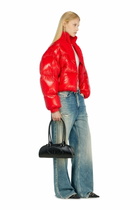 Diesel Down puffer jacket in ripstop with knitted collar - Winter Jackets Womens in Red
