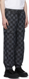 Marcelo Burlon County of Milan Black & Grey Checkerboard Jogger Lounge Pants