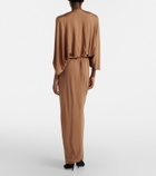 Jacques Wei Floral-appliqué jersey maxi dress