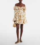 Agua by Agua Bendita Verso off-shoulder floral cotton minidress