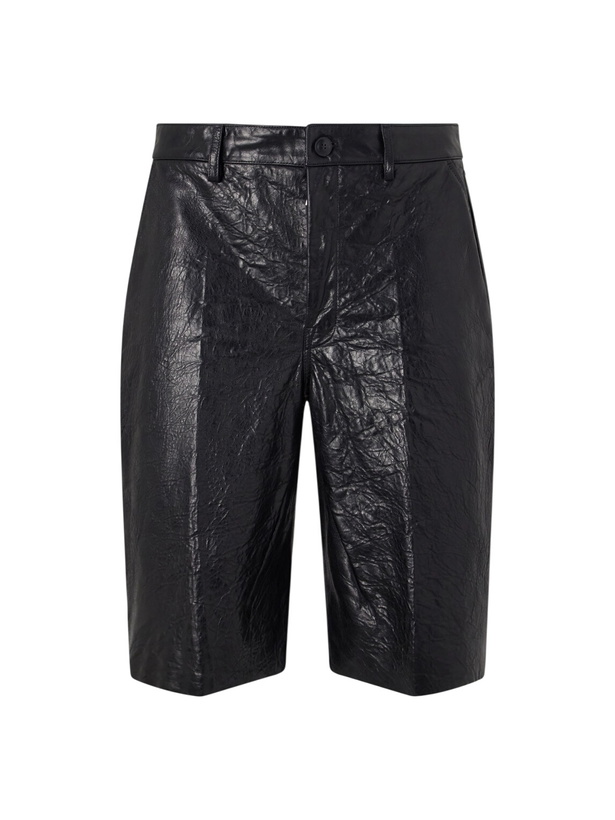 Photo: Rick Owens - Straight-Leg Full-Grain Leather Shorts - Black