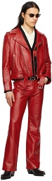 Ernest W. Baker Red Perfecto Leather Jacket