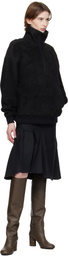 Fax Copy Express Black Pleated Midi Skirt