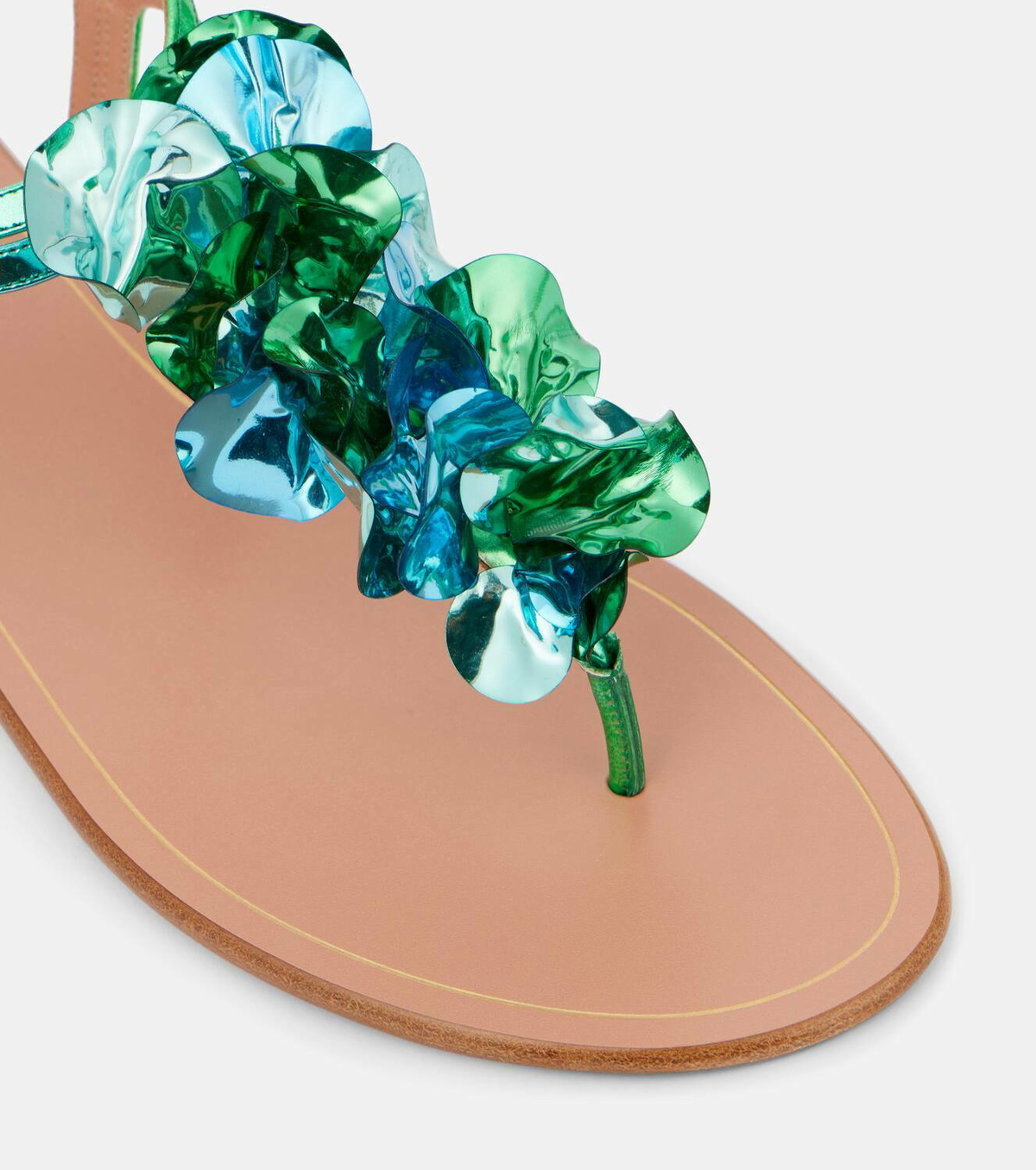 Aquazzura Summer Sun metallic leather thong sandals