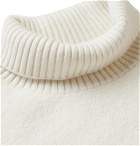 AMI - Logo-Intarsia Merino Wool Rollneck Sweater - Neutrals