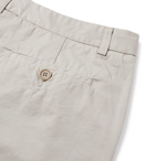 Aspesi - Slim-Fit Pleated Cotton-Twill Shorts - Gray