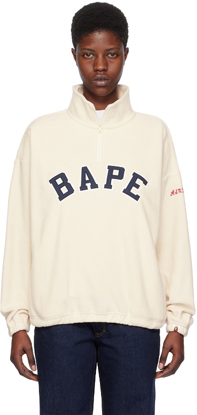 Photo: BAPE White Zip-Up Sweatshirt
