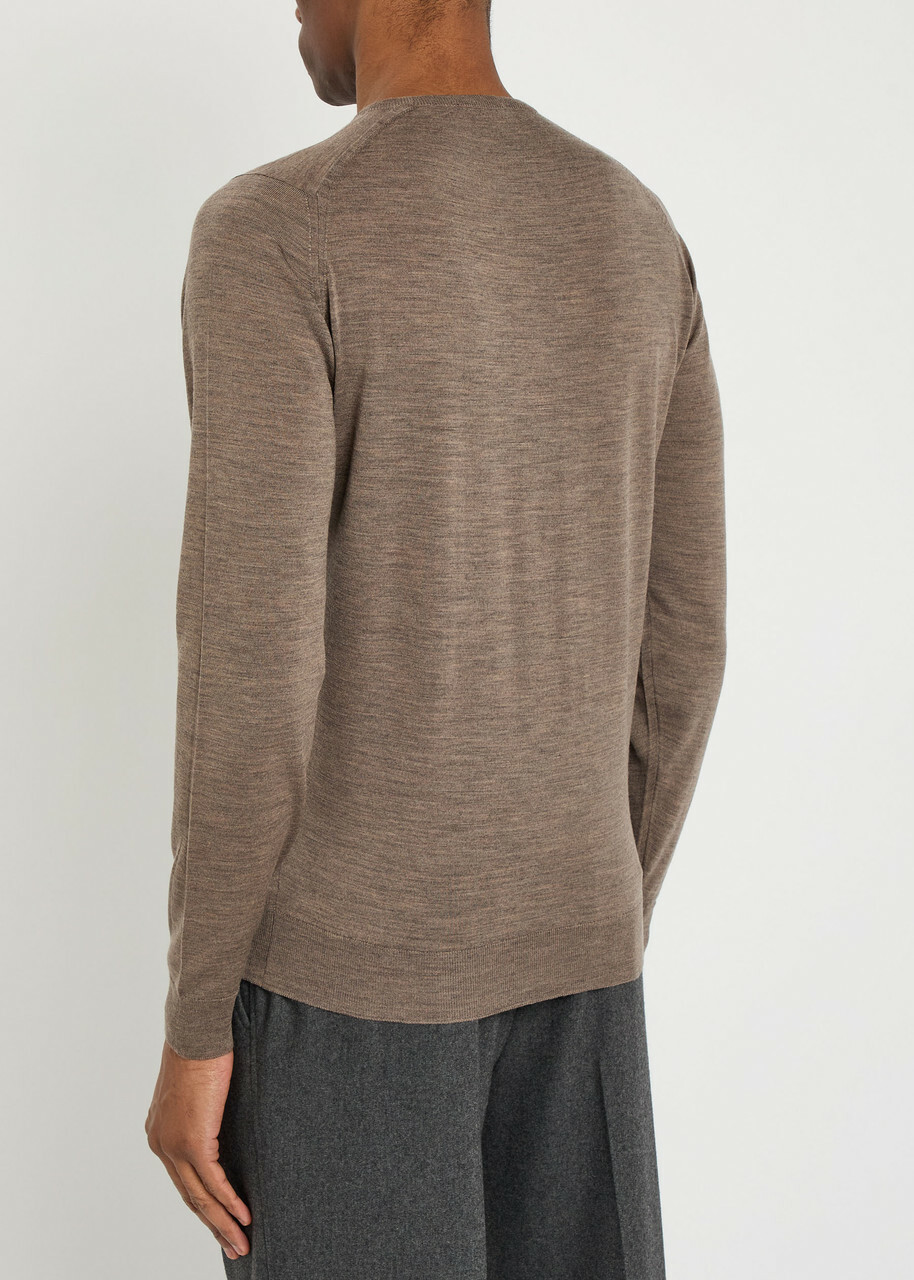John Smedley Lundy Fine-knit Merino Wool Jumper Brown