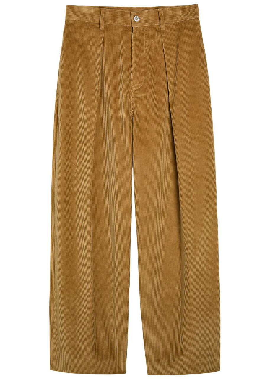JW Anderson Pleated Straight-leg Corduroy Trousers Beige