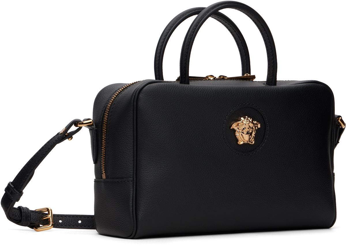 Versace Black 'La Medusa' Leather Boston Bag