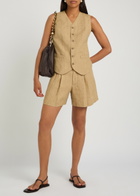 Polo Ralph Lauren Pleated Linen Shorts Brown
