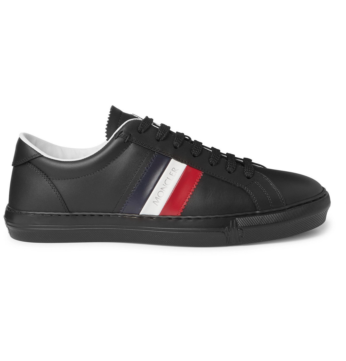 Moncler - New Monaco Striped Leather Sneakers - Black Moncler Moncler - New Monaco Striped Leather Sneakers - Black Moncler