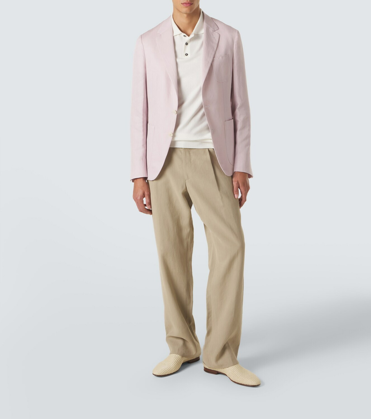 Manolo Blahnik Mario leather-trimmed raffia loafers