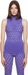 Maisie Wilen Blue Perforated Tank Top