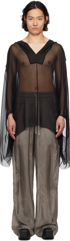Photo: Rick Owens Black Hollywood Hooded Kaftan Hoodie