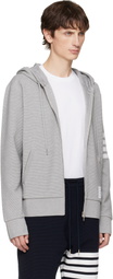 Thom Browne Gray Cotton Ottoman 4-Bar Zip Hoodie