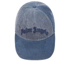 Palm Angels Men's Curved Logo Corduroy Cap in Vintage Black 
