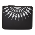 Neil Barrett Black Large Thunderbolt Zip Pouch