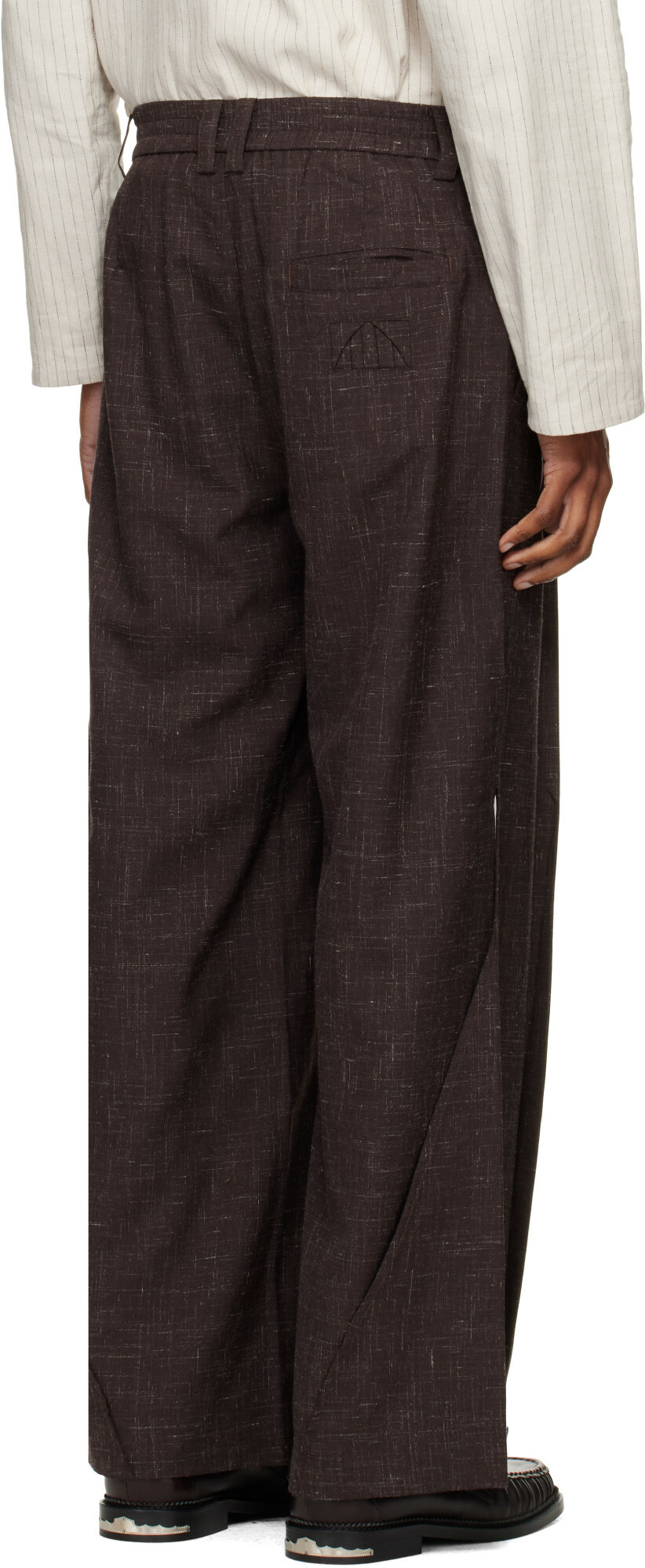 NULLUS Brown Layered Folded Trousers