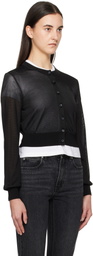 alexanderwang.t Black Logo-Embroidered Cropped Cardigan