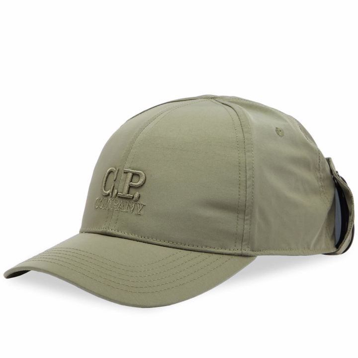 Photo: C.P. Company Men's Logo Goggle Cap in Bronze Green