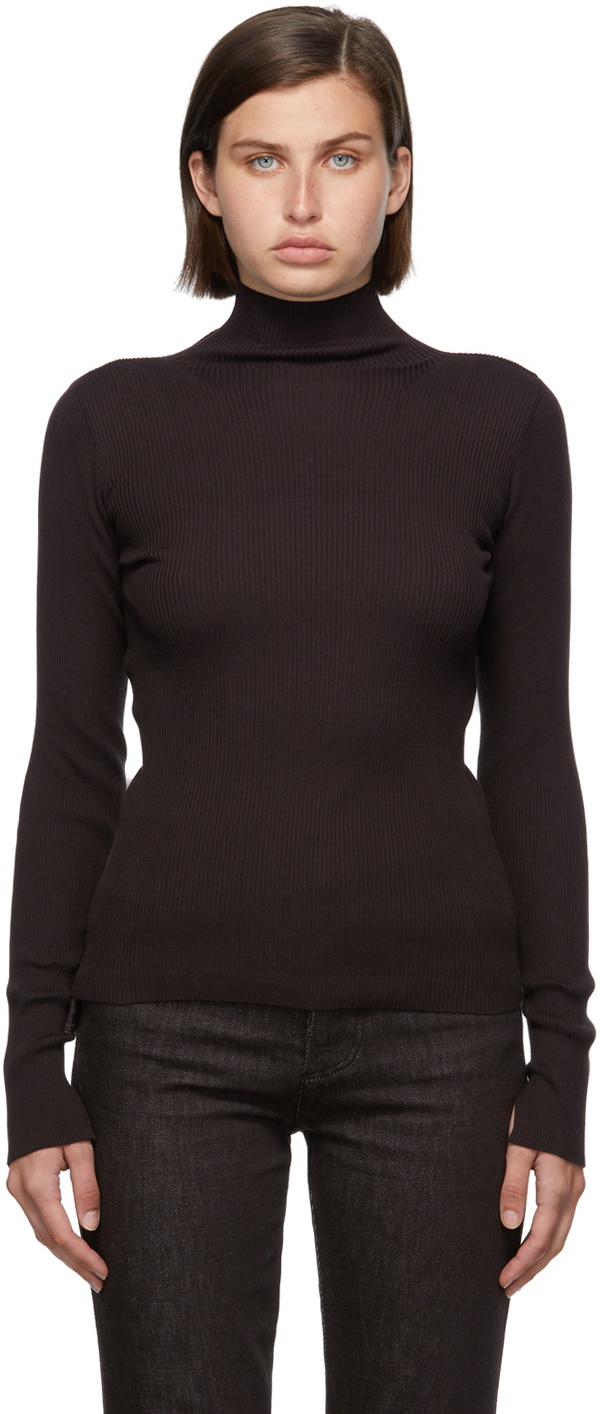 AURALEE Brown Giza Rib Knit Turtleneck Auralee