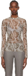 Anne Isabella Off-White & Green Recycled Polyethylene Blouse