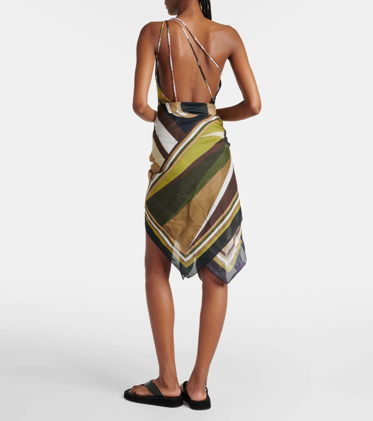 Pucci Cigni-printed cotton beach cover-up