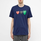 Comme des Garçons Play Men's Triple Heart T-Shirt in Navy