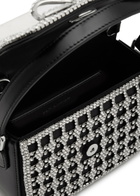 Self-portrait Micro Crystal-embellished Satin and Leather top Handle bag - Black - One Size