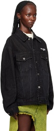 We11done Black Printed Denim Jacket