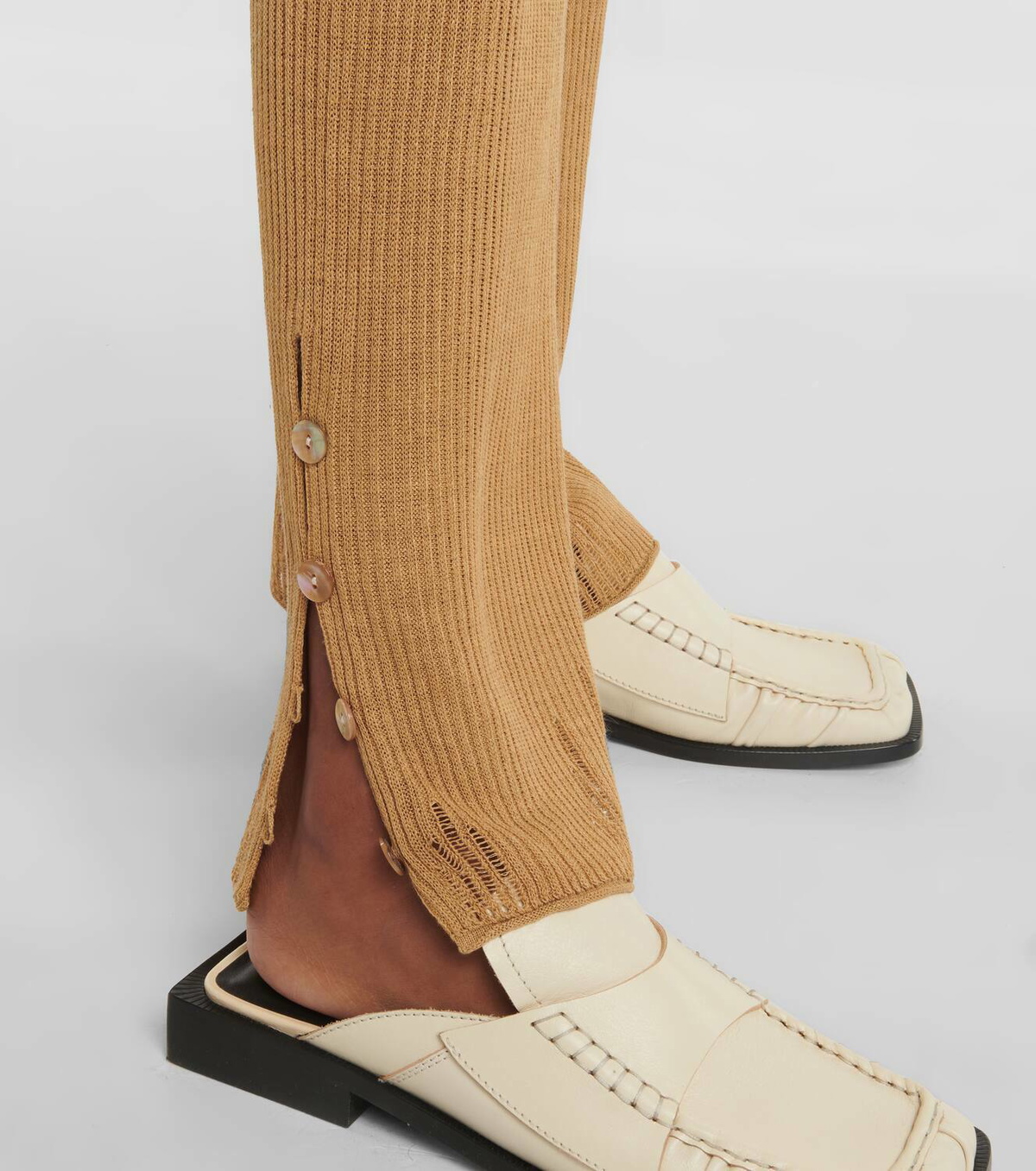 Acne Studios Ribbed-knit linen-blend leggings