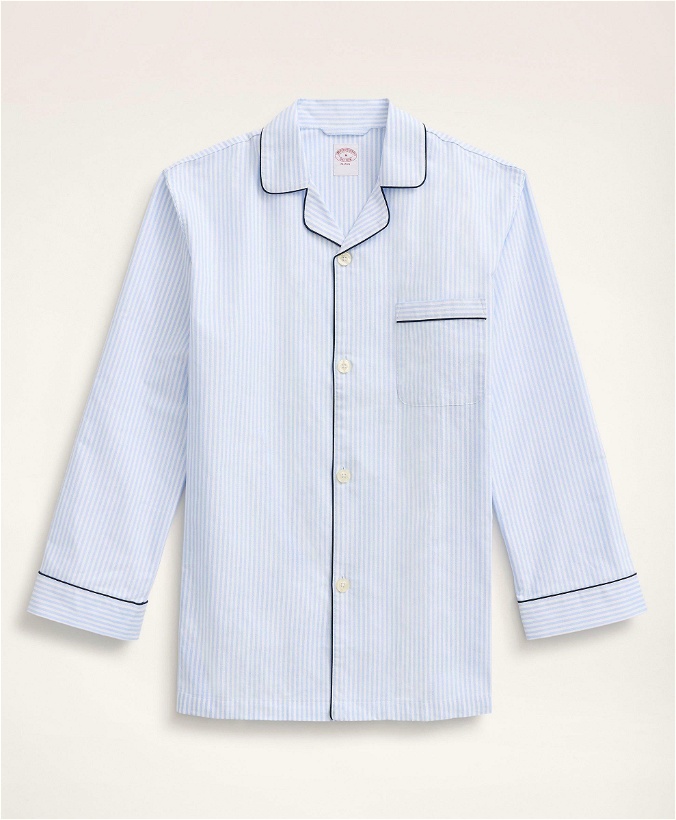 Photo: Brooks Brothers Men's Cotton Oxford Stripe Pajamas | Blue