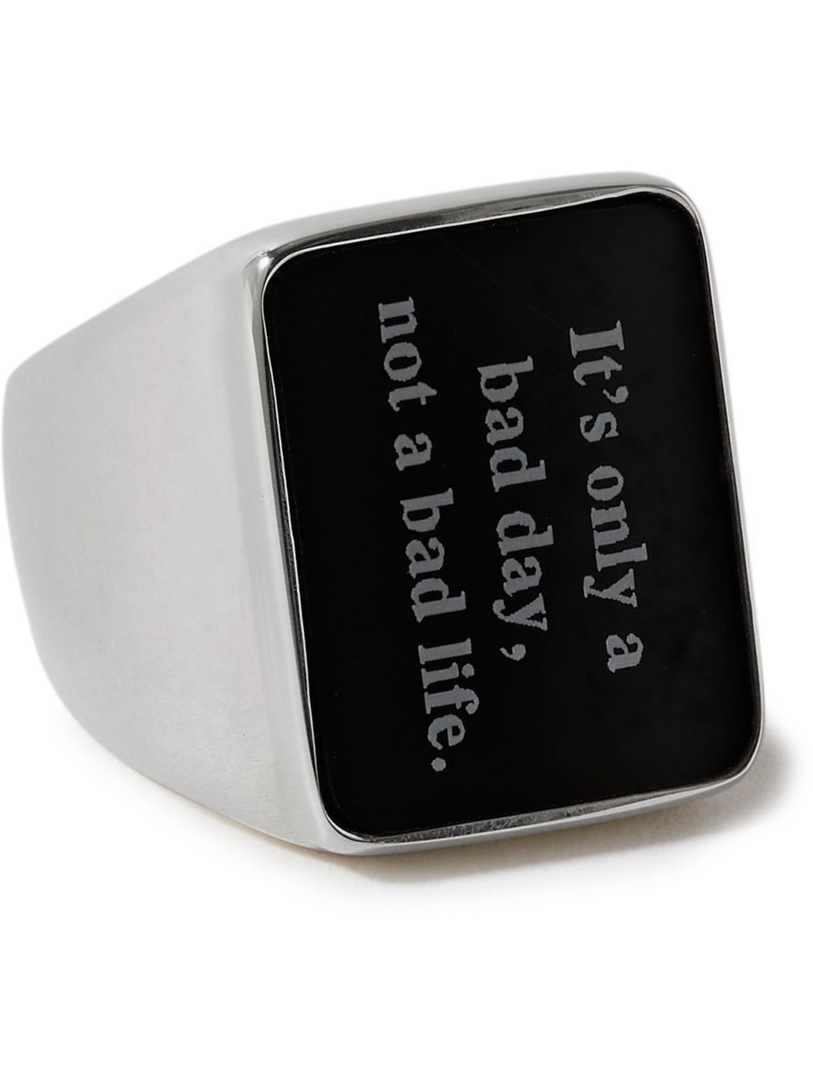 Neighborhood - Silver-Tone and Enamel Signet Ring Neighborhood