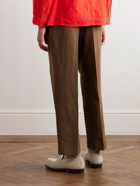Kaptain Sunshine - Straight-Leg Pleated Cotton and Linen-Blend Gabardine Suit Trousers - Brown