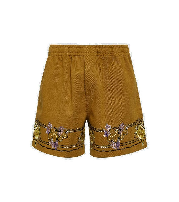 Photo: Bode Embroidered cotton shorts
