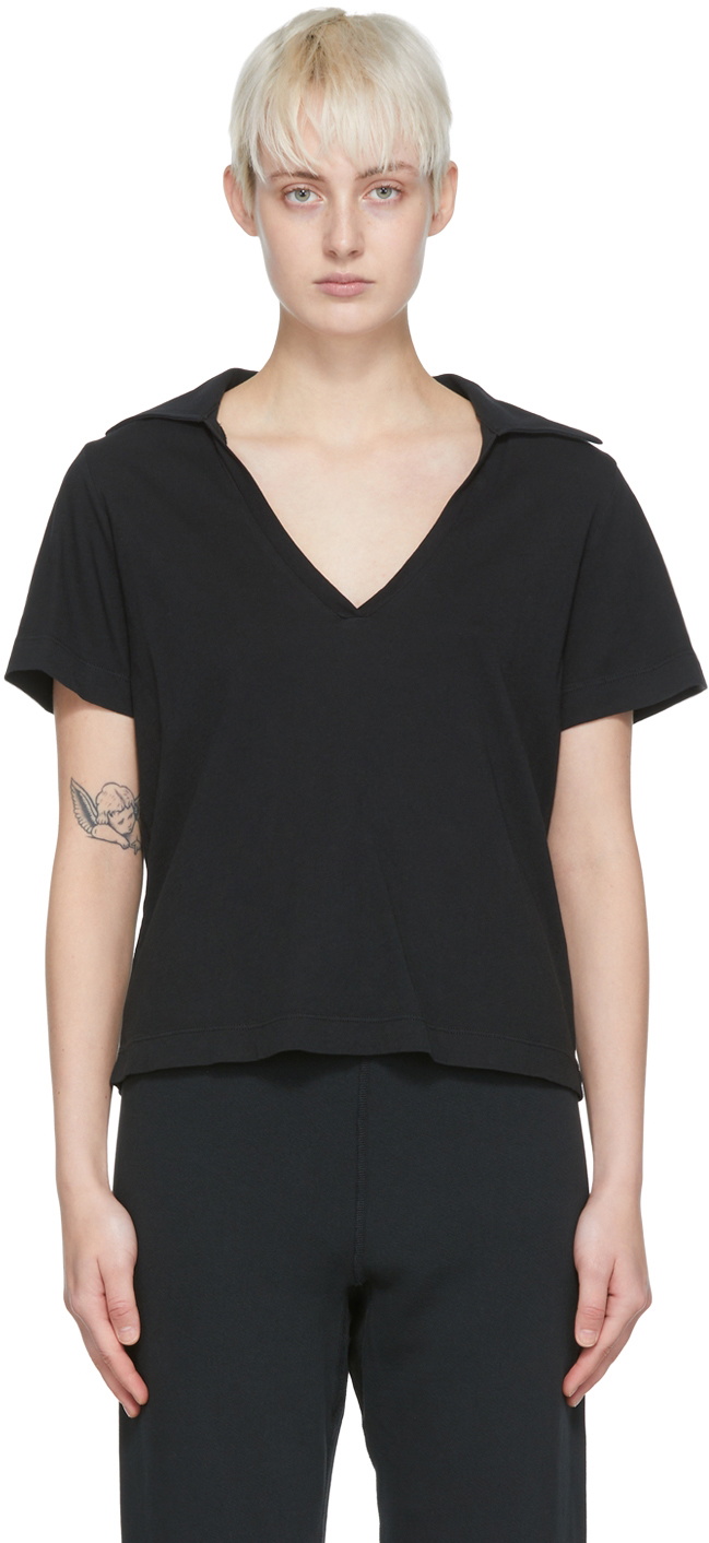 Raquel Allegra Black Cotton Polo