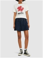 KENZO PARIS - Pleated Cotton Denim Mini Skirt