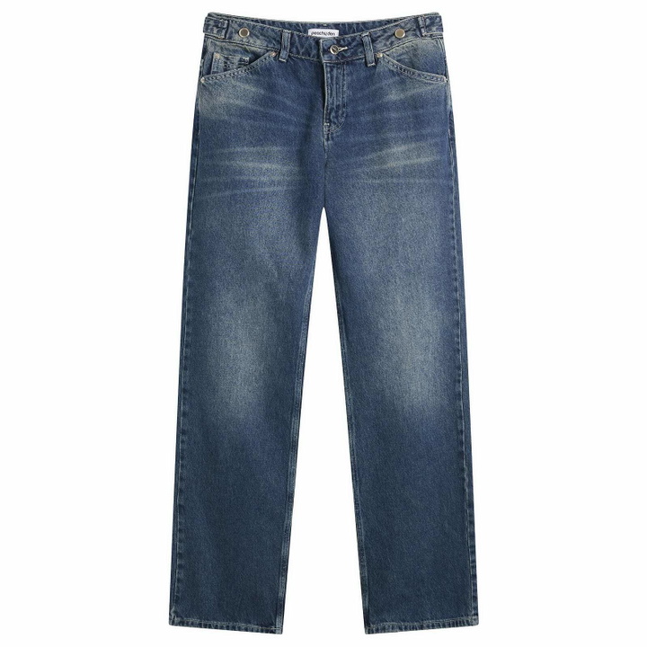 Photo: Peachy Den Women's Goldie Wide Leg Jeans in Dark Fade