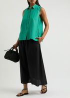 Eileen Fisher Linen Midi Skirt Black