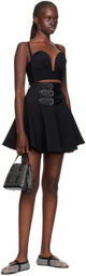 ALAÏA Black Crystal-Cut Ballerina Flats