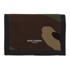 Saint Laurent Green Camouflage Trifold Wallet