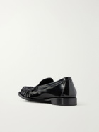 SAINT LAURENT - Theobald Cassandre-Embellished Leather Loafers - Black